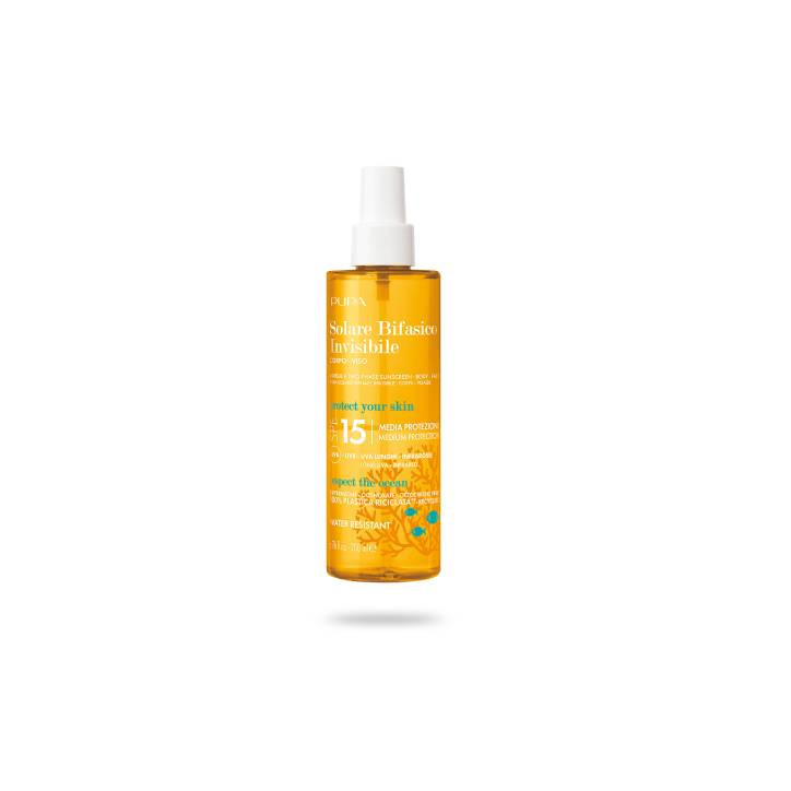 PUPA Zweiphasiger unsichtbarer Sonnenschutz SPF15 - Körper und PUPA Zweiphasiger unsichtbarer Sonnenschutz SPF15 - Körper und
